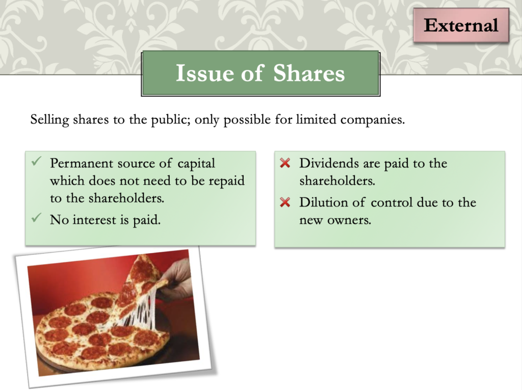 Sources of Finance Presentation Notes